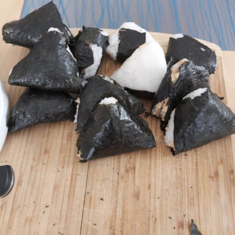 Vegetarian onigiri wrapped in nori